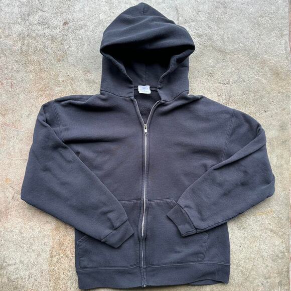 Soffee Vintage Black Blank Zip Up Hoodie - Picture 1 of 6